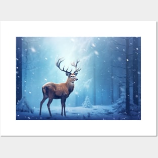 Stag Deer Animal Wildlife Wilderness Colorful Realistic Illustration Posters and Art